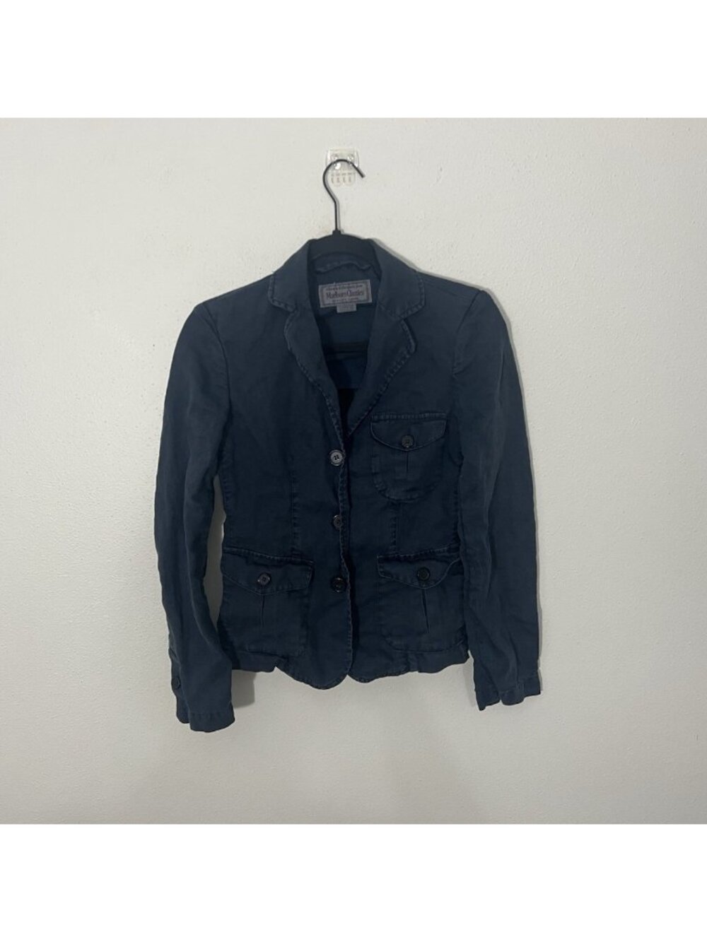 Marlboro Classics Dark Blue Button Down Linen Jacket Size 40EU